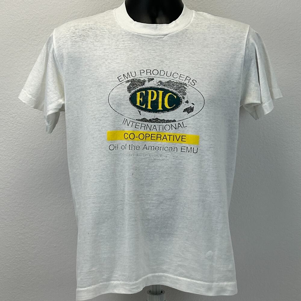 Vintage 90s Emu Producers International Co-operative T Shirt M Medium Oil White